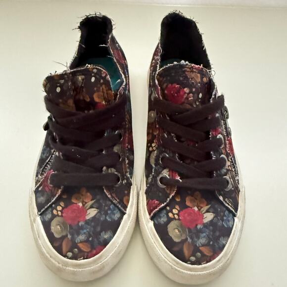 Blowfish Malibu Shoes - Blowfish Malibu Floral Print Zip Lace Up Sneakers Sz 7 Distressed Rugged Skater
